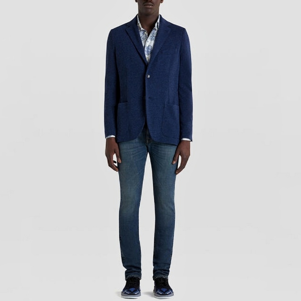 Etro S4 Cashmere Wool Silk Blend Charcoal Blazer Jacket